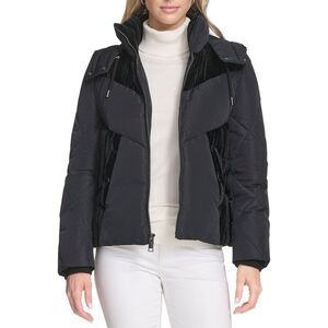 Andrew Marc Womens  Tayte Hooded Puffer Jacket, Black